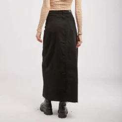 Flash Sale * Denim Slit Skirt - Black Antal