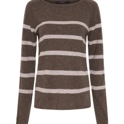 Sale Butterfly Cph Butterfly Cashmere Pullover W. Stripes - Brown Melange W. Pomice Antal