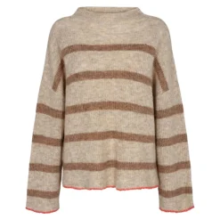 Online Co'Couture Cozy Stripe Turtleneck - Camel Antal