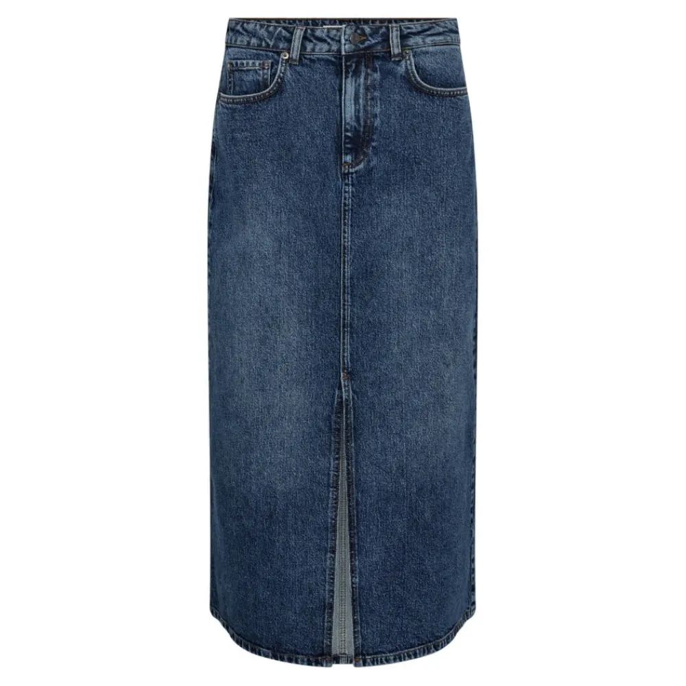 Discount Co'Couture Jolie Denim Slit Skirt - Denim Blue Antal