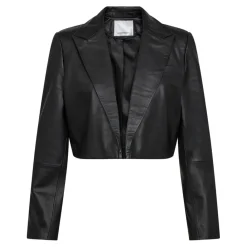 Best Co'Couture Phoebe Leather Crop Blazer - Black Antal