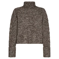 Shop Co'Couture Row Melange Crop Roll Neck - Mocca Antal