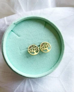 Hot frkwolff Jewelry Tree Of Life Coin Stud - Gold Antal