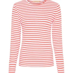 Store Marta Du Chateau Ls Tee - White/Corallo Antal