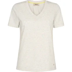 New Mos Mosh Ziva V-Ss Melange Tee - Birch Antal