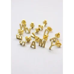 Cheap Pico Alphabet Crystal Stud - Guld Antal