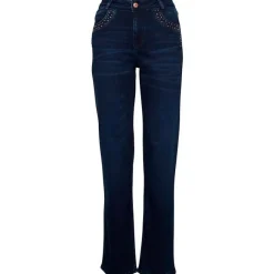 Best Pulz Carla Hw Jeans W. Studs Straight Leg - Blue Black Antal