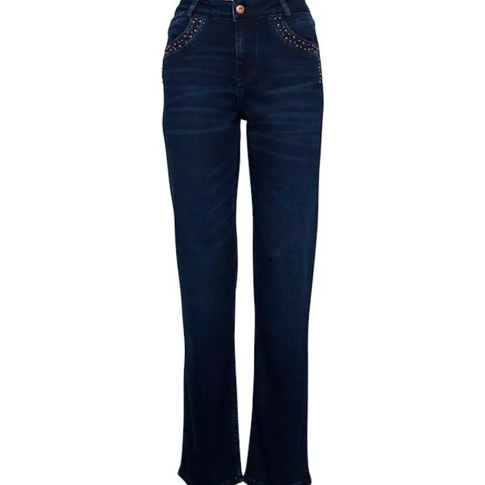 Best Pulz Carla Hw Jeans W. Studs Straight Leg - Blue Black Antal