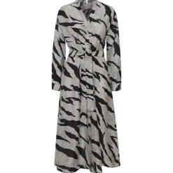 Outlet Pulz Tilly Long Dress - Black Printed Antal