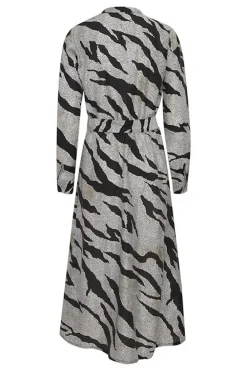 Outlet Pulz Tilly Long Dress - Black Printed Antal