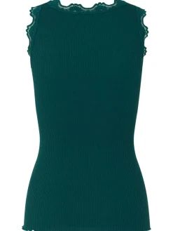 Cheap Rosemunde Silk Top Regular W/Vintage Lace - Dark Teal Antal