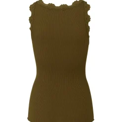 Fashion Rosemunde Silk Top Regular W/Vintage Lace - Lizard Green Antal