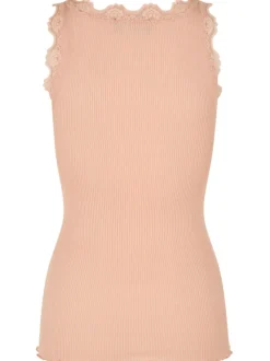 Hot Rosemunde Silk Top Regular W/Vintage Lace - Light Rose Antal