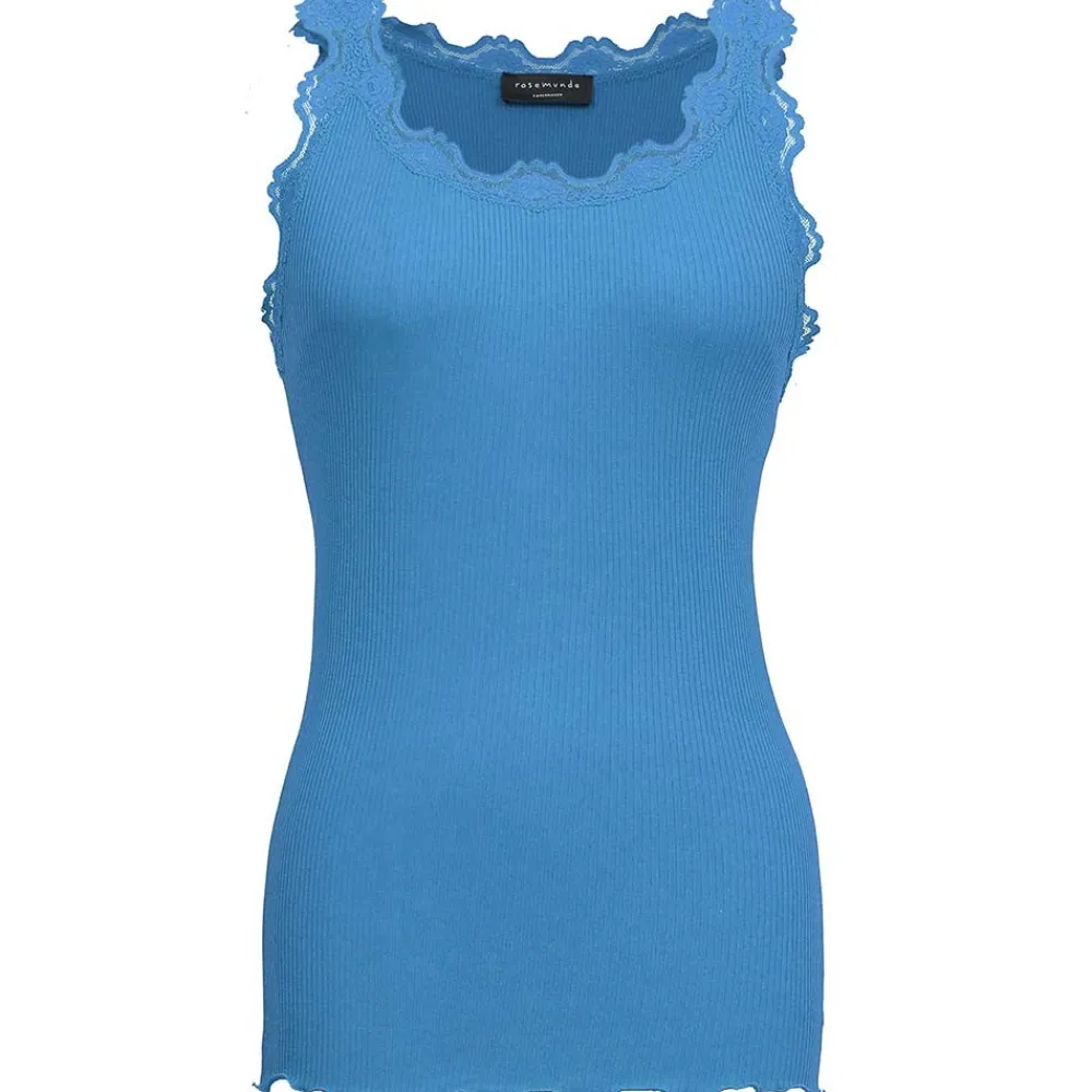 Outlet Rosemunde Silk Top W/Lace - Malibu Blue Antal