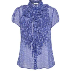 Hot Saint Tropez Lilja Crinkle Ss Shirt - Surf Blue Flower Antal