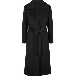 Shop SAND Copenhagen Cashmere Coat Long W. Belt - Black Antal